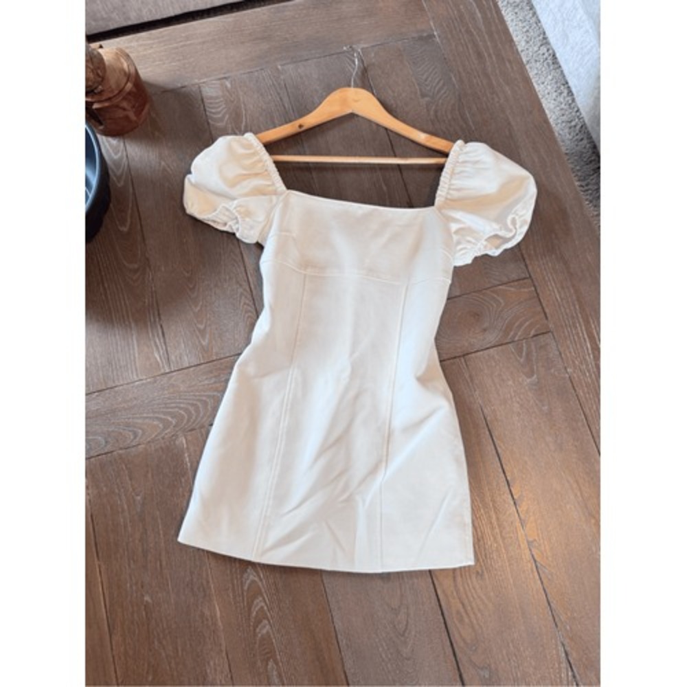 Cinq a Sept Puff Sleeve Mini Dress Womens Ivory White Size 0 (D1)